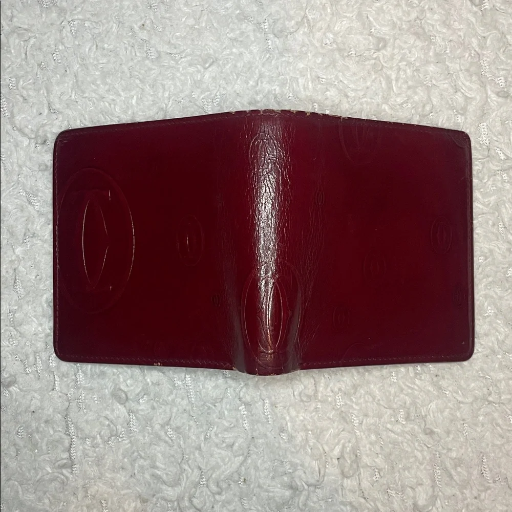Cartier Vintage Limited Edition Happy Birthday Monogram Bordeaux Bi-fold Wallet